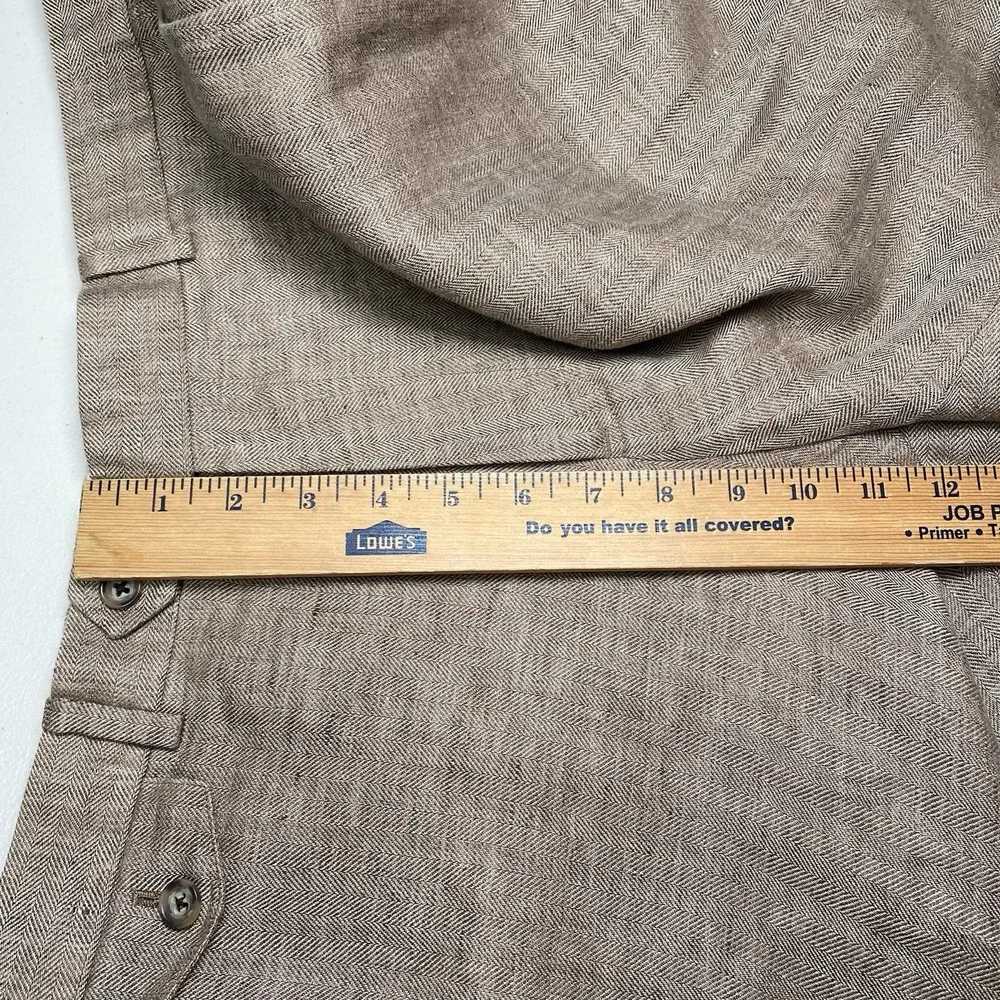 Brooks Brothers Classic Linen Pants Solbiati Nobel (36x32) Brown Herringbone